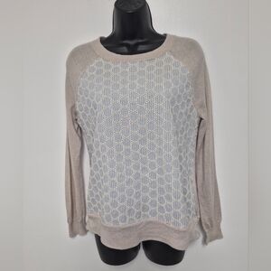 J. Crew Mixed Media Merino Wool Cotton Eyelet Sweater sz S A4357